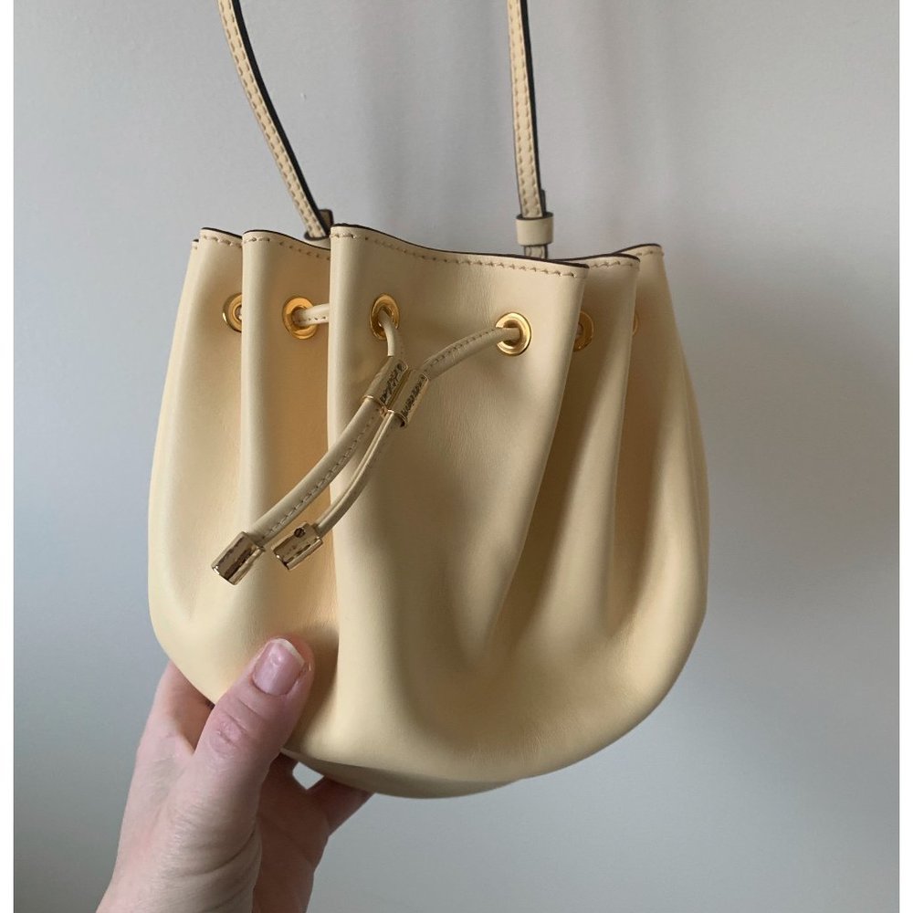 Ulla Johnson Paloma Ruched Leather Essential Pouch Transparent Yellow